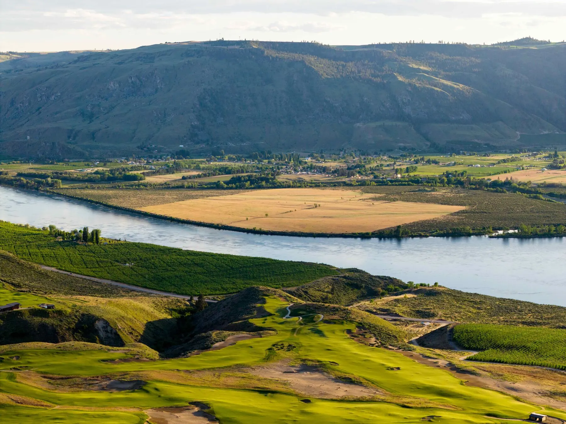 Columbia River valley and orchards below Gamble Sands