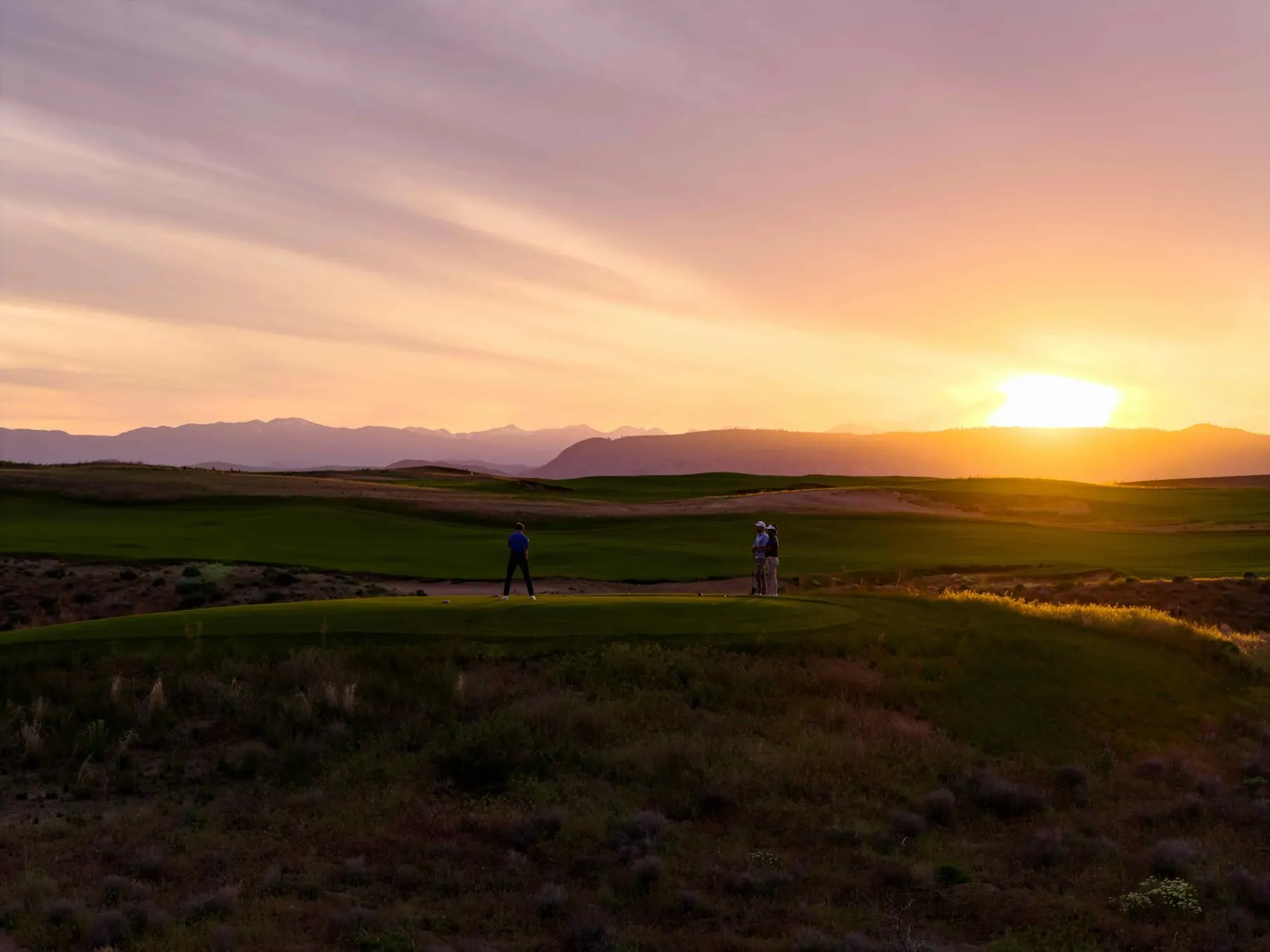 Fairway and bunkers at golden hour