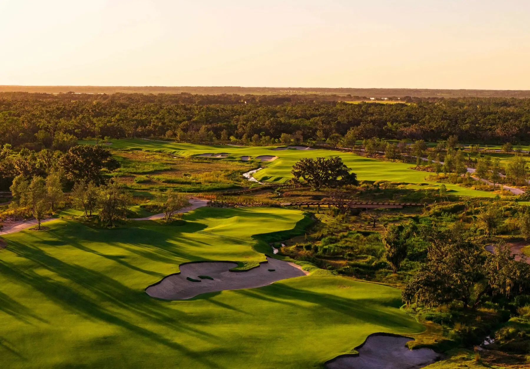 Fairway and bridge at golden hour at Miakka Golf Club